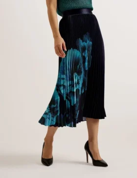 IZMIR Satin Floral Midi Skirt