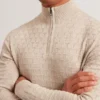 JEREMEE Branded Texture Zip Neck Jumper