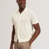 JORIEN Textured Crochet Knit Button-Through Polo