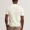 JORIEN Textured Crochet Knit Button-Through Polo