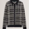 JOVIEN Check Print Button-Through Knit Polo