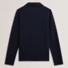 KALEND Herringbone Zip Neck Long Sleeve Polo