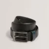 KENDON Grained Leather Belt With Striped Loop