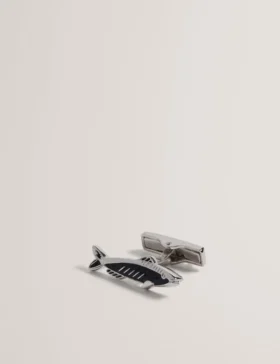 KIPPPER Fish Shape Branded Metal Cufflinks