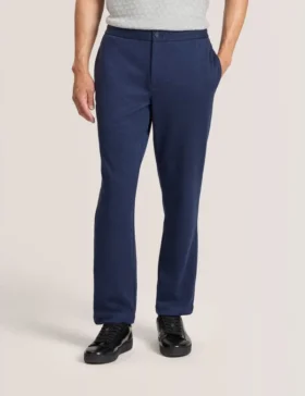 KNIT TWILL ELASTIC TROUSERS Insignia Blue Heather