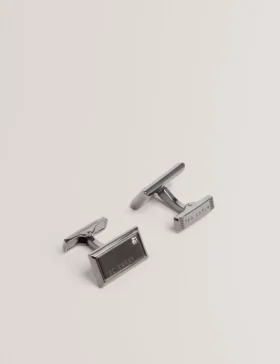 KRISTOL Crystal Detail Brushed Metal Cufflinks
