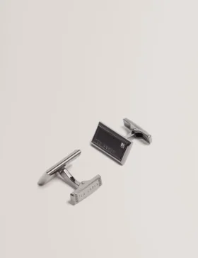 KRISTOL Crystal Detail Brushed Metal Cufflinks