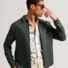 KUMARH Linen Blend Zip Up Harrington Jacket