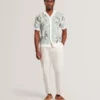 KYES Leaf Print Knitted Short Sleeve Shirt