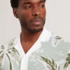 KYES Leaf Print Knitted Short Sleeve Shirt