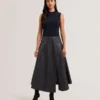 LABASA Sleeveless Knit Faux Leather Midi Dress