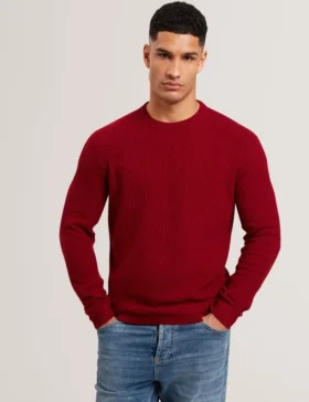 LEOCADI Herringbone Trim Textured Knit Sweater