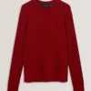 LEOCADI Herringbone Trim Textured Knit Sweater