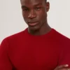 LEOCADI Herringbone Trim Textured Knit Sweater
