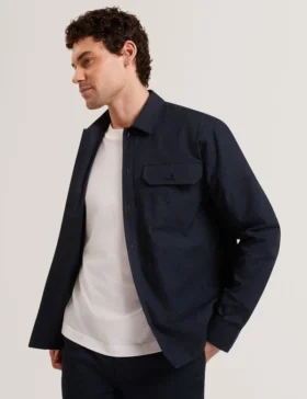 LEVON Jacquard Dotted Texture Utility Overshirt