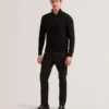LIMEHAS Wool Quarter Zip Funnel Neck Sweater