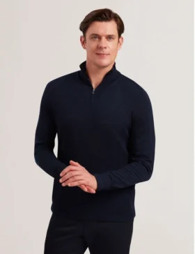 LIMEHAS Wool Quarter Zip Funnel Neck Sweater
