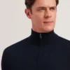 LIMEHAS Wool Quarter Zip Funnel Neck Sweater