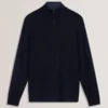 LIMEHAS Wool Quarter Zip Funnel Neck Sweater