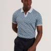 LIRIEN Geometric Jacquard Pique Polo Shirt