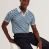 LIRIEN Geometric Jacquard Pique Polo Shirt