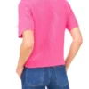 LIYA Short Sleeve Crew Neck One Shoulder Button Top