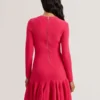 LOISSS Flounce Hem Long Sleeve Knitted Mini Dress