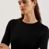 LOISSS Flounce Hem Long Sleeve Knitted Mini Dress