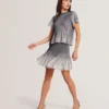LOTTTII Textured Stripe Knit Flippy Mini Skirt