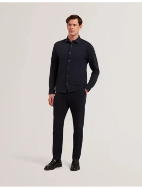 LUCKEY Long Sleeve Pique Cotton Jersey Shirt