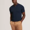 LUTHEN Zig Zag Knit Open Neck Polo