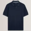 LUTHEN Zig Zag Knit Open Neck Polo
