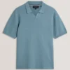 LUTHEN Zig Zag Knit Open Neck Polo