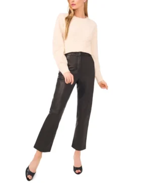 LYNDINA Leather Straight Leg Trousers