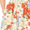 MARI Poppy Print Cotton A-Line Midi Skirt