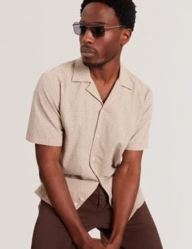 MERRIK Relaxed Geo Stitch Short Sleeve Shirt