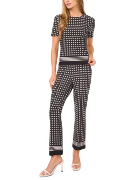 MIDGE Geometric Short Sleeve Knit Top