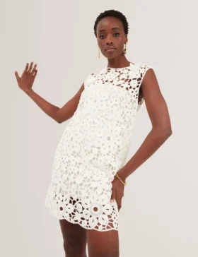 MIIKKA Crochet Sleeveless Mini Shift Dress