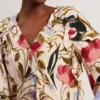 MINASA Floral Print Frill Trim Long Sleeve Blouse