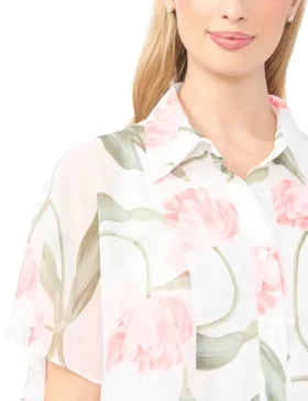 MIRIAM Floral Flutter Sleeve Midi Dress