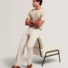 MOBEDO Houndstooth Cotton Linen Tapered Trousers