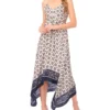 MOIRA Tile Print Strappy Asymmetric Midi Dress