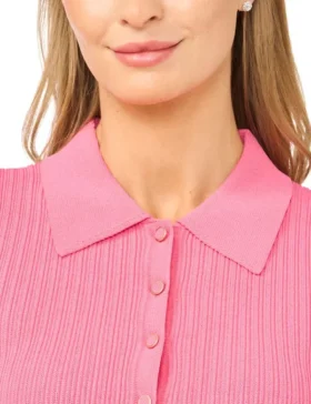 MOLLY Rib Knit Sleeveless Collared Mini Dress