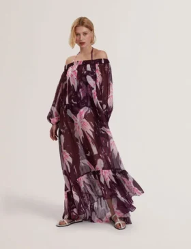 MONTAYA Floral Bardot Maxi Dress Beach Cover-Up