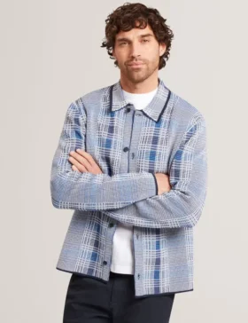 MOSENS Blurred Check Knitted Cardigan Jacket