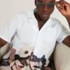 MOUSSA Relaxed Printed Hem Cotton Resort Shirt