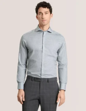 NANTUCKET Geo Print Stretch Cotton Slim Fit Shirt