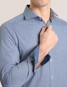 NANTUCKET Geo Print Stretch Cotton Slim Fit Shirt