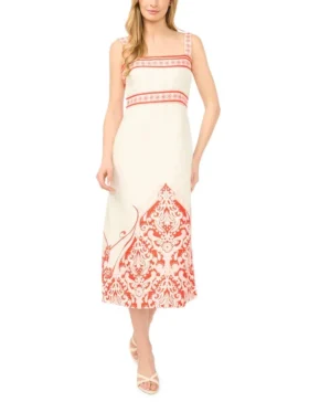 NOEMI Printed Detail Strappy Linen Sundress