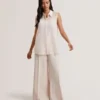 NORELLA Sheer Organza Longline Sleeveless Blouse